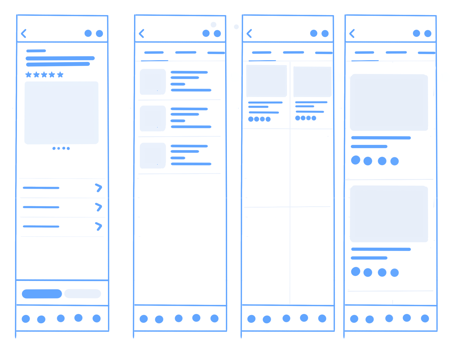 Wireframe sketches for updated layouts